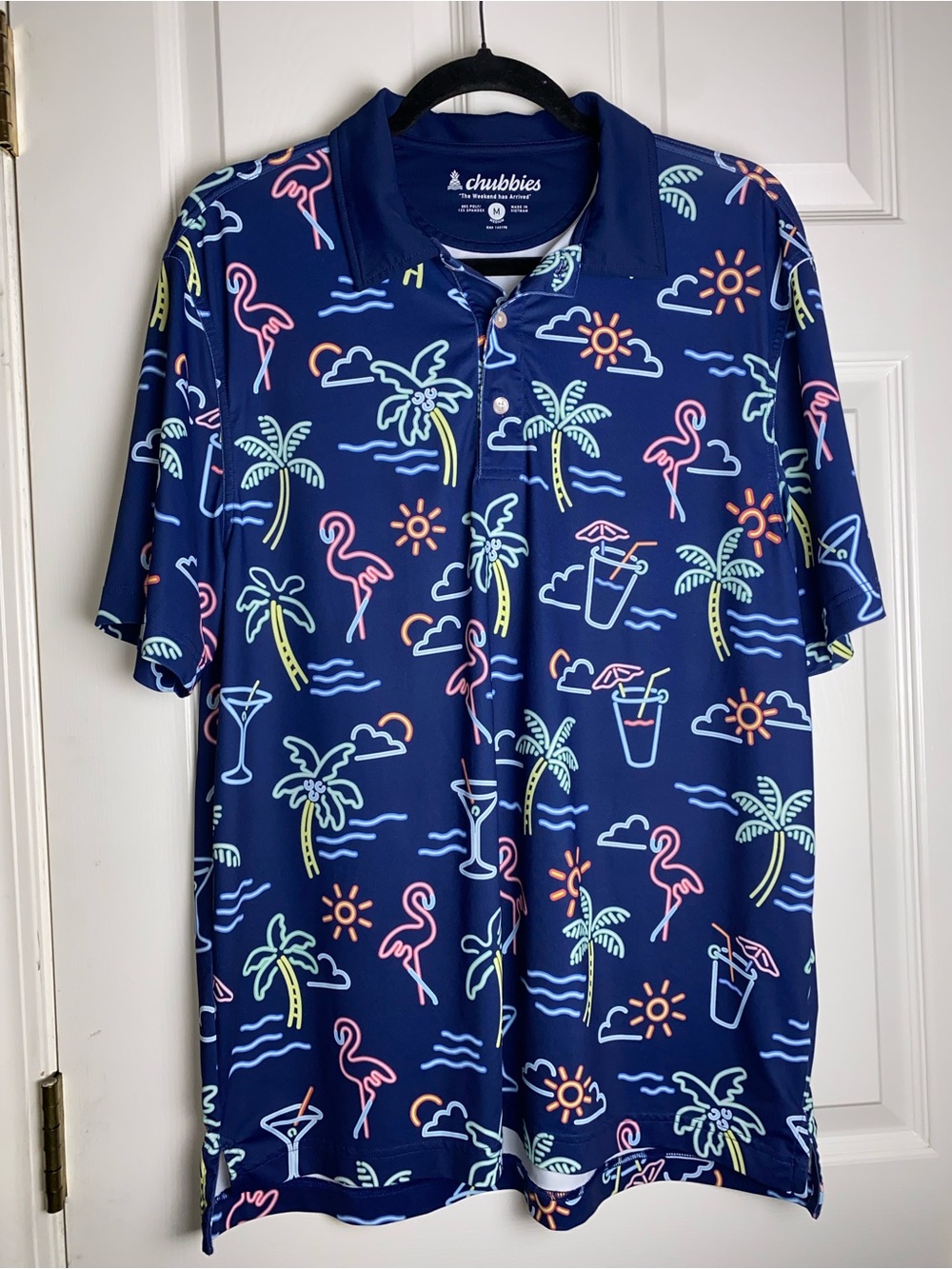 chubbies Navy Tropical Neon-Print Polo